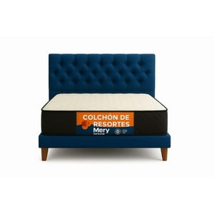 Ethan Desing - Cama 1 Plaza Azul Rey Capitone + Colchon Mery Desing