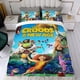 thumbnail image 4 of Los Croods Conjunto de sábanas temático, trío de piezas, cómodo y amigable con la piel, diseño único, regalo de decoración para el hogar para familiares, amigos y fans,135cm *200cm, 4 of 6
