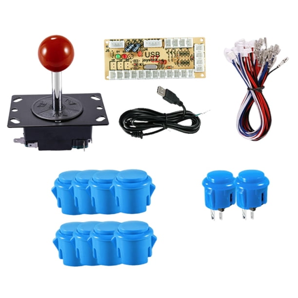 Kit De Bricolaje Para Juegos De Arcade De 1 Jugador, Piezas De Repuesto Con Botones A Presión De 24 Y 30 Lb, Color Azul