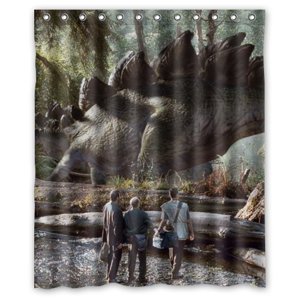 Pinghai - Cortina De Ducha Jurassic World, Juego De Cortina De Baño Con Ganchos, Tamaño 60 X 72 Pulgadas
