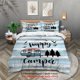thumbnail image 1 of v1547 Bed Sheets pcs Happy Camper Pattern Printed Bedding Set, Suitable For Teenagers And Adult's Bedroom, Camping, *Duvet Cover+*Pillowcase 3-Piece Bedding Set (1 Duvet Cover + 2 Pillow Shams) Bed Sh, 1 of 5