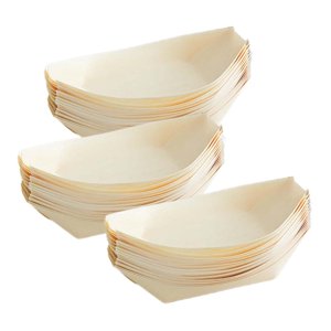 Magideal - 50 Bandejas De Madera Para Servir, Platos Desechables, Platos Para Quesos, Salchichas, Ensaladas, Aperitivos, Platos De Aperitivos Para Acción De Grac 25Cm X 115Cm