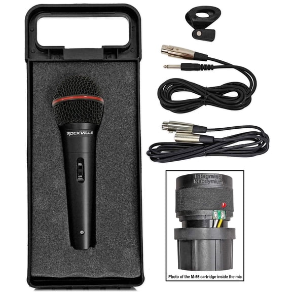 Micrófono Rockville RMIC‑SR Dinámico con Cable para DJ y Voz