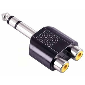 Gen - Adaptador Jack 6.5 Audio Plug 6.3 Mm Macho 2 Rca Hembra Conector Negro