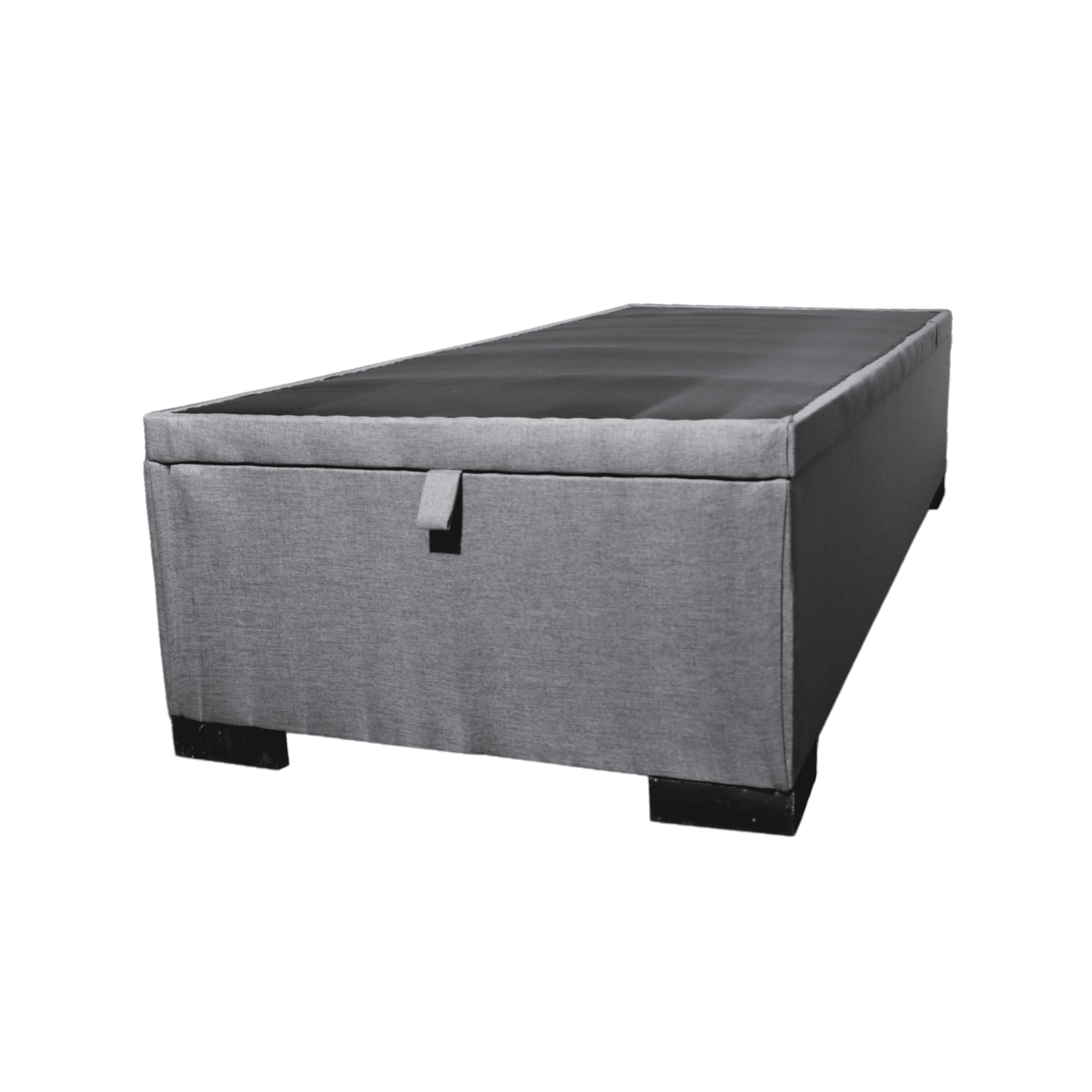 Mueblart - Base De Cama Baúl Full Felpa Beige Con Mecanismo