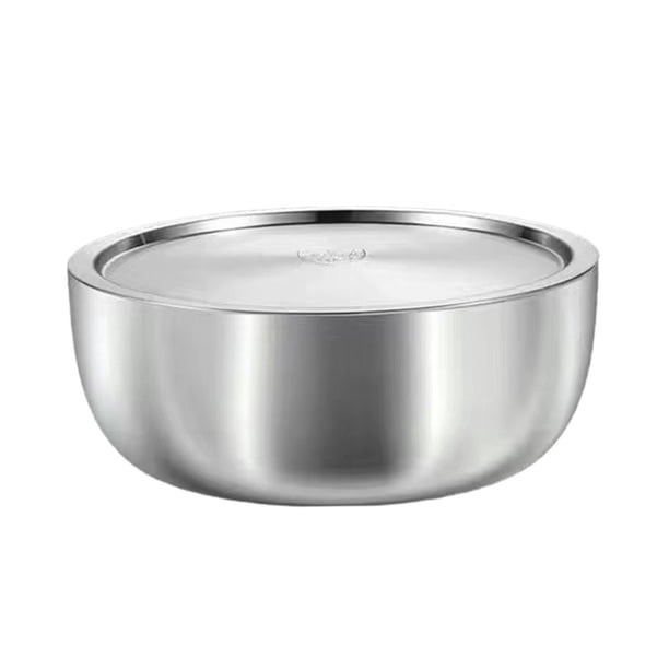 Cuenco de acero inoxidable con tapa para ahorrar espacio, utensilios de almacenamiento, plato, sartén, ensaladera para pastelería, preparación y lavad 28 cm
