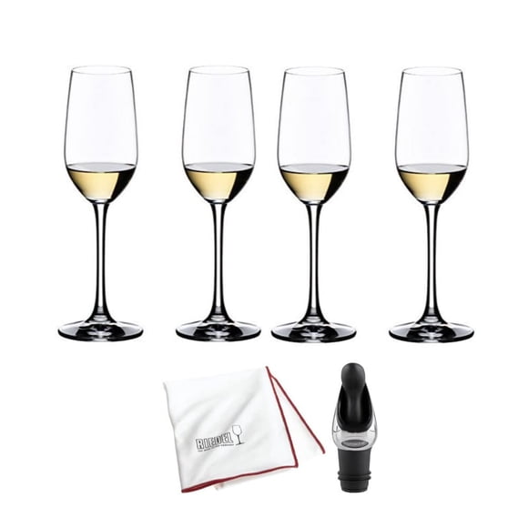 Vaso de tequila Riedel Bar Ouverture, paquete de 4 unidades con paño y vertedor de vino