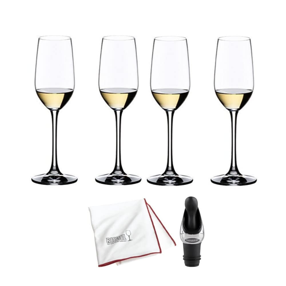 Vaso De Tequila Riedel Bar Ouverture, Paquete De 4 Unidades Con Paño Y Vertedor De Vino