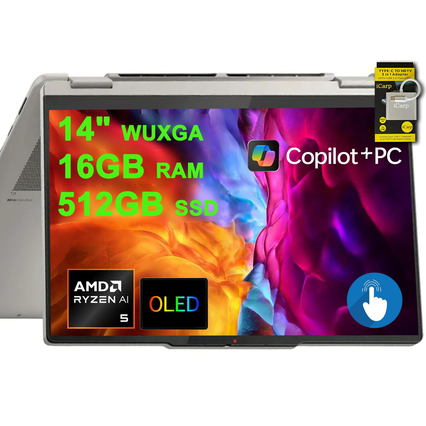 Ordenador Portátil Lenovo Yoga 7 2 En 1 14" Wuxga Oled Ryzen 5 340 De 16 Gb