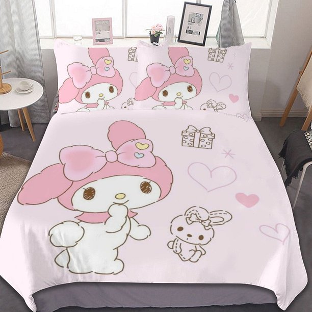 Pink My Melody 3 Pieces Bedding Sets Soft Comforter Sets Decor Bedroom Gifts
