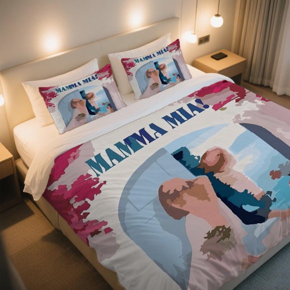 Vibrant MAMMA MIA Art Duvet Cover Set Retro Print Bedding Soft and Breathable