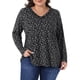 thumbnail image 1 of Agnes Orinda Trajes de Halloween para Mujeres Tallas Grandes Escuela Universidad Tops Florales Cuello en V Camiseta de Manga Larga Blusas con Volantes 1X Negro Blanco, 1 of 6