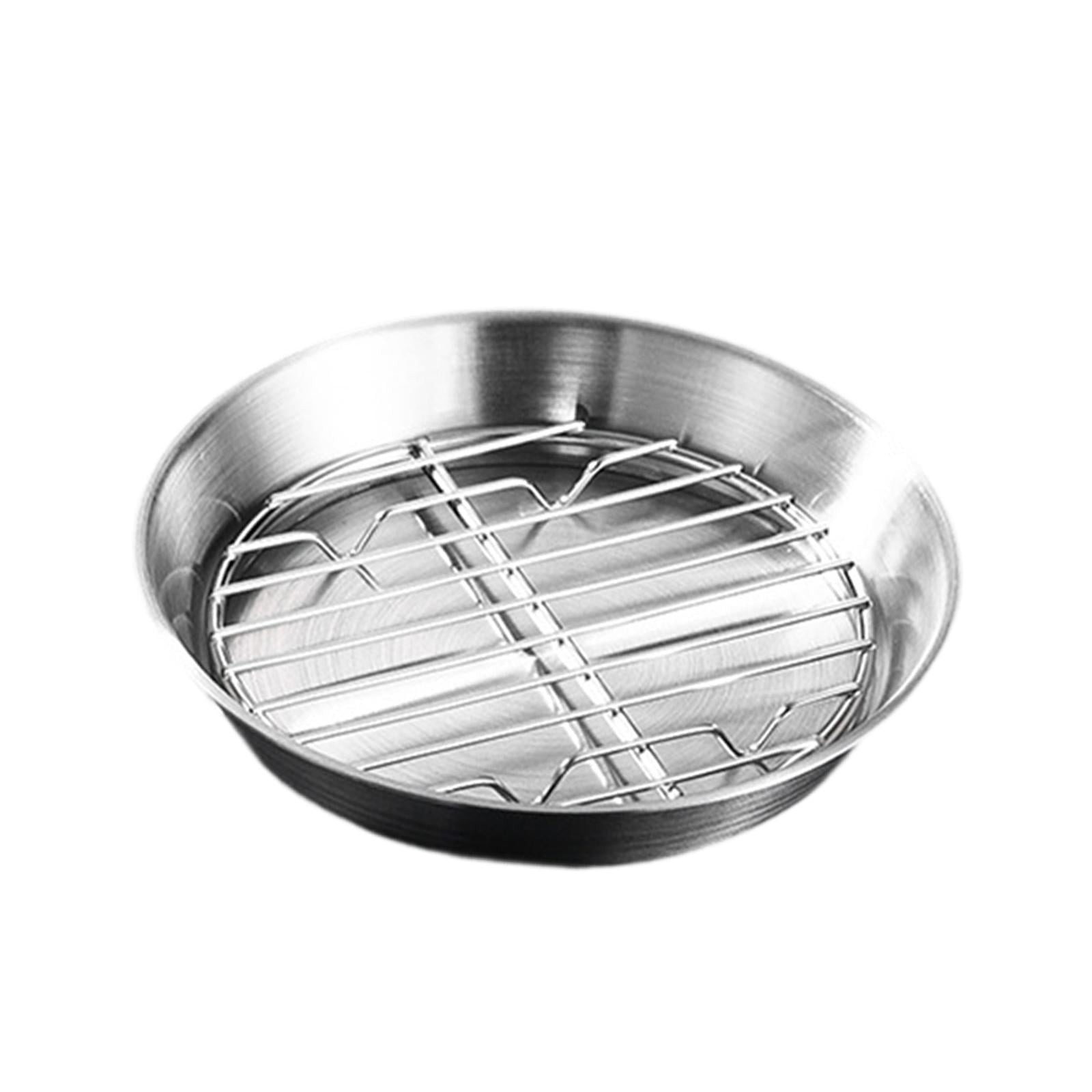 Magideal - Juego De Bandeja Y Rejilla Para Asar, Bandeja Para Hornear Crujiente De Acero Inoxidable 304, Bandeja De Malla Para Asar Pescado, Asar Aceite, Freír A 16 Centímetros