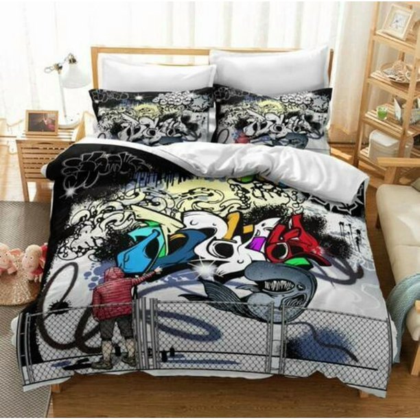 Cartoon Animals Quilt Duvet Cover Set Bed Linen Doona Cover Kids Bedclothes3-Piece Bedding Set