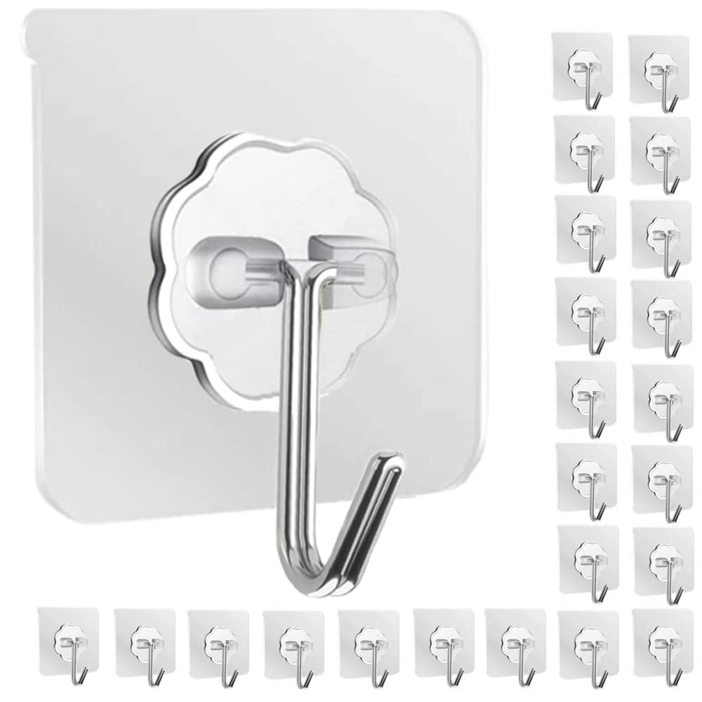Ddmy - Ganchos Adhesivos Transparentes Reutilizables 6 Kg Impermeables 24 Unidades