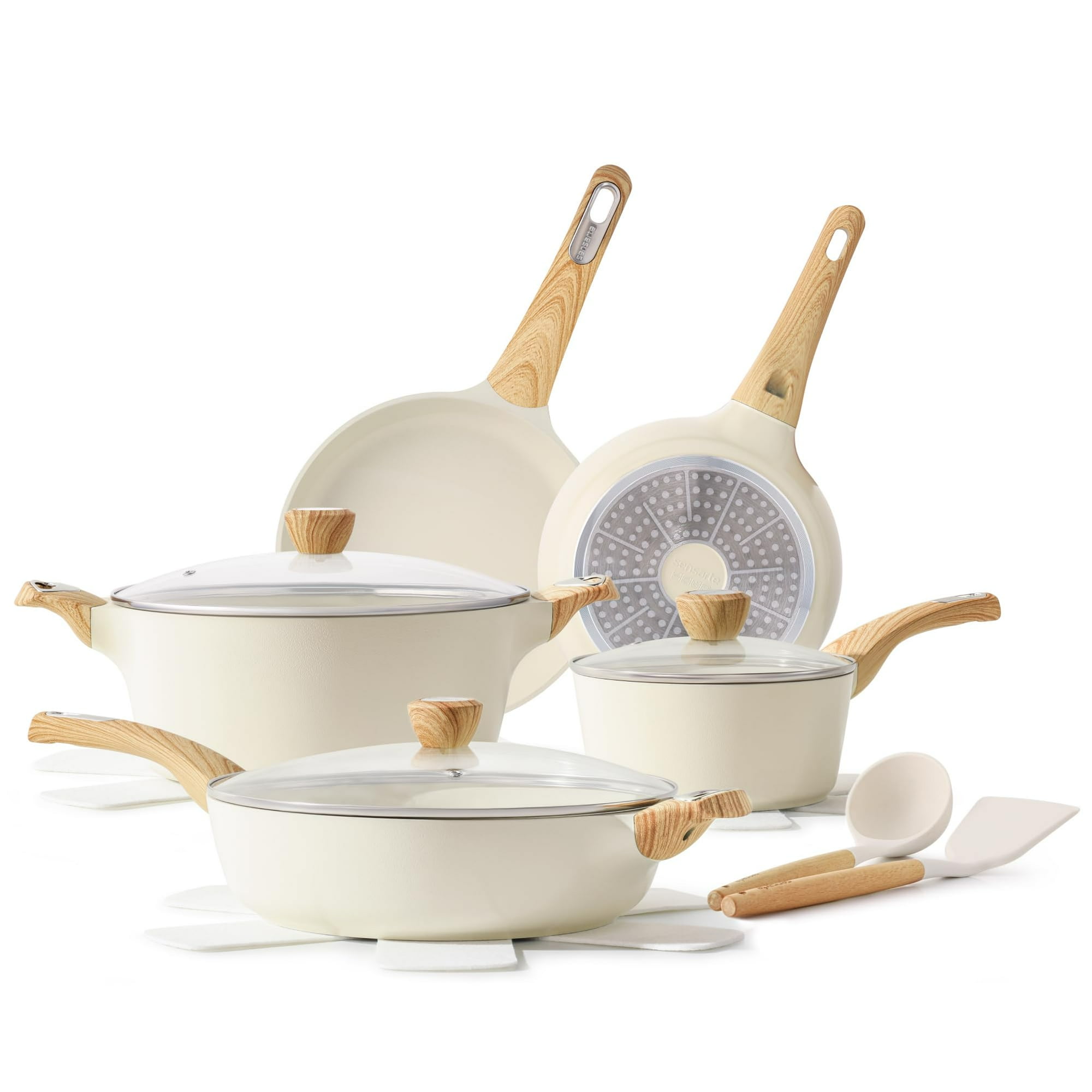 Set De Utensilios De Cocina Sensarte, Cerámica, Antiadherente, 14 Piezas, Para Inducción