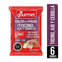 Caldo En Polvo Sabor Tocino Ajo Y Cebolla (6 Sobres) Bolsa 48 G Gourmet