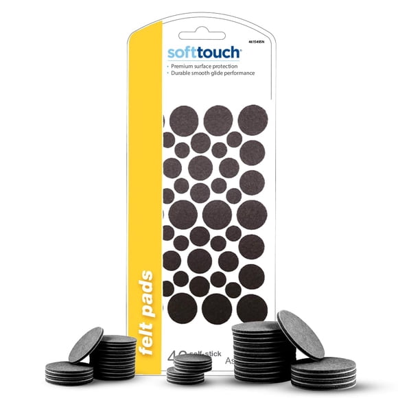 Almohadillas deslizantes de fieltro SoftTouch para muebles, varios tamaños, 46 unidades