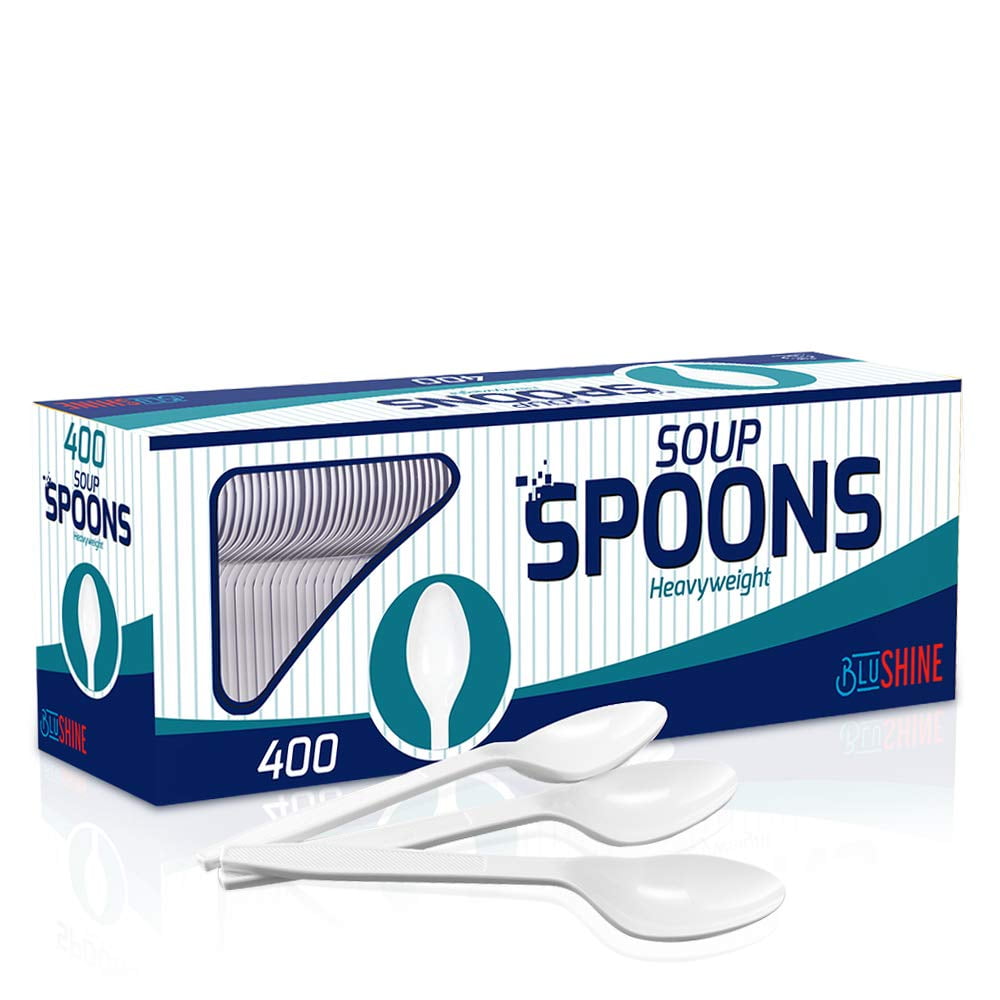 Cucharas De Sopa Desechables Blushine Extra Pesadas, Paquete De 400