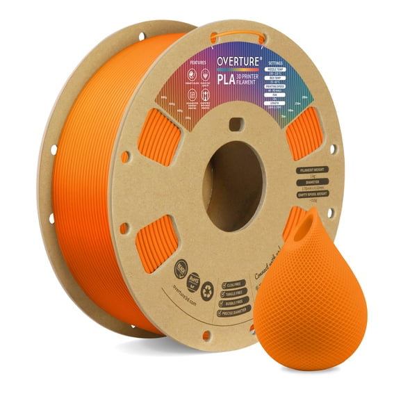 Filamento para impresora 3D OVERTURE PLA de 1,75 mm, bobina de 1 kg, color naranja