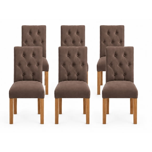Pack 6 Sillas De comedor De madera Capitonés felpa