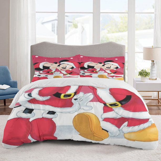Mickey Mouse Bedding Sets Cartoon Duvet Cover Lightweight 3 Piece Bet Sets for Kids Boys Girls