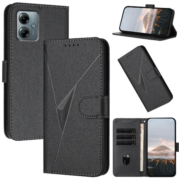 Funda Cartera Fibra de Carbono para Motorola MOTO G Play 2025 con Soporte y Cierre Magnético Negro
