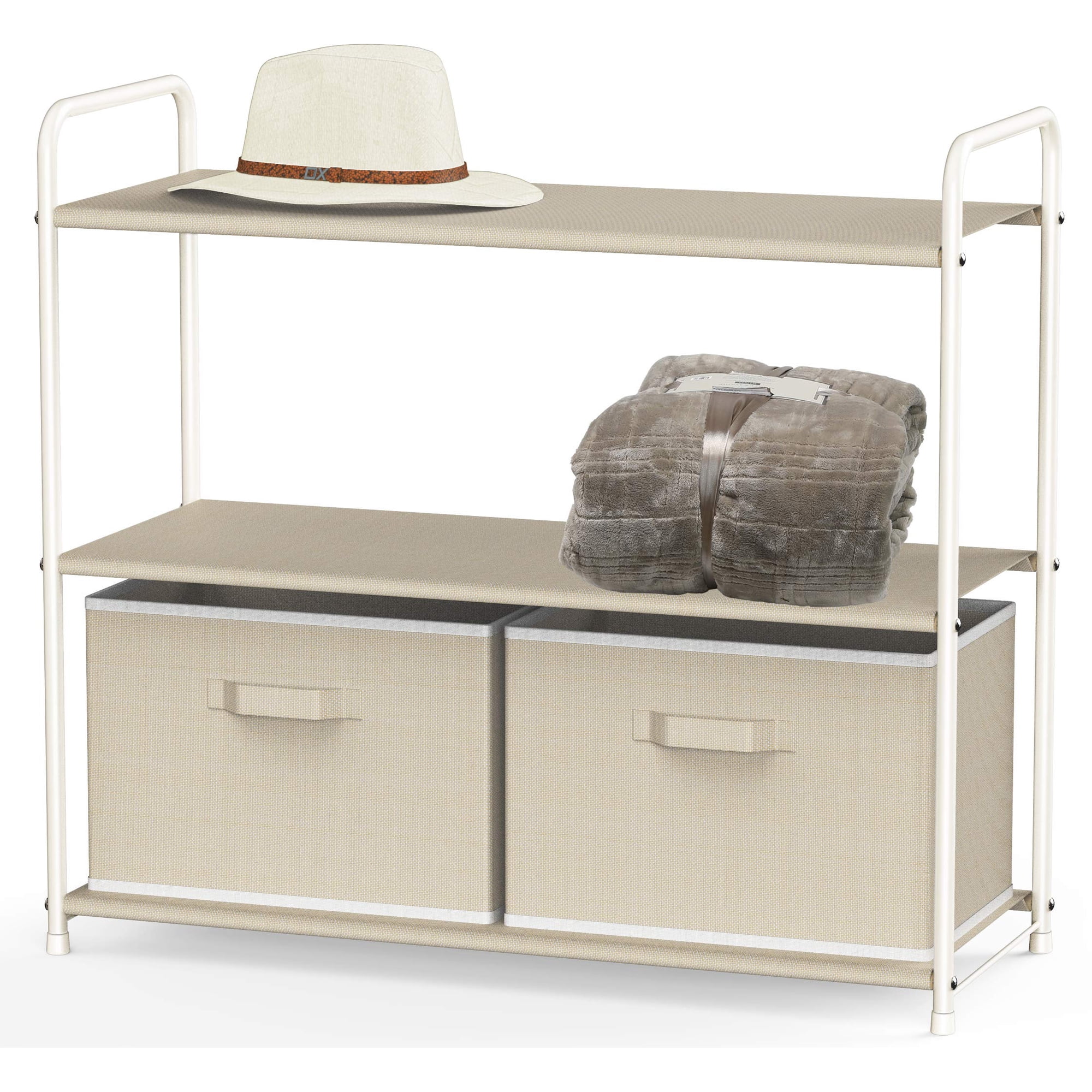 Closet Storage Simple Houseware, 3 Niveles Con 2 Cajones, Color Beige