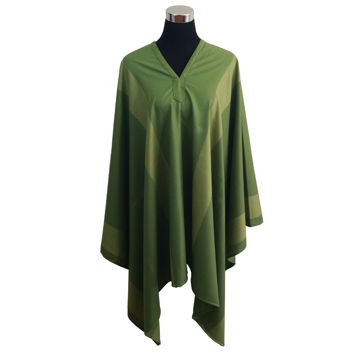 Bellavista Oveja Tome - Poncho Listado Unisex 100% Lana - Largo - Verde