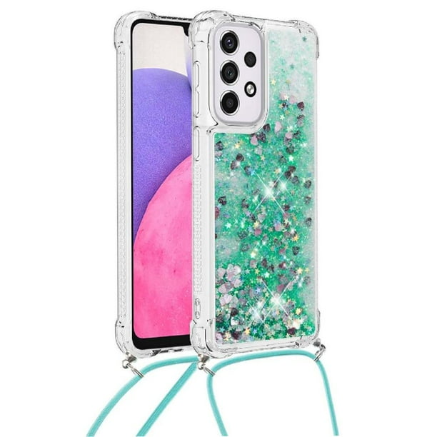 Funda FOXDOCK para Samsung Galaxy A33 5G con Cuerda Ajustable, Brillo Líquido, Protección Antigolpes y Lente – Ideal para Regalo