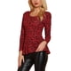 thumbnail image 4 of INSPIRE CHIC Blusas de Mujer con Estampado Cuello Redondo Mangas Largas Peplum M Rojo-Leopardo, 4 of 8