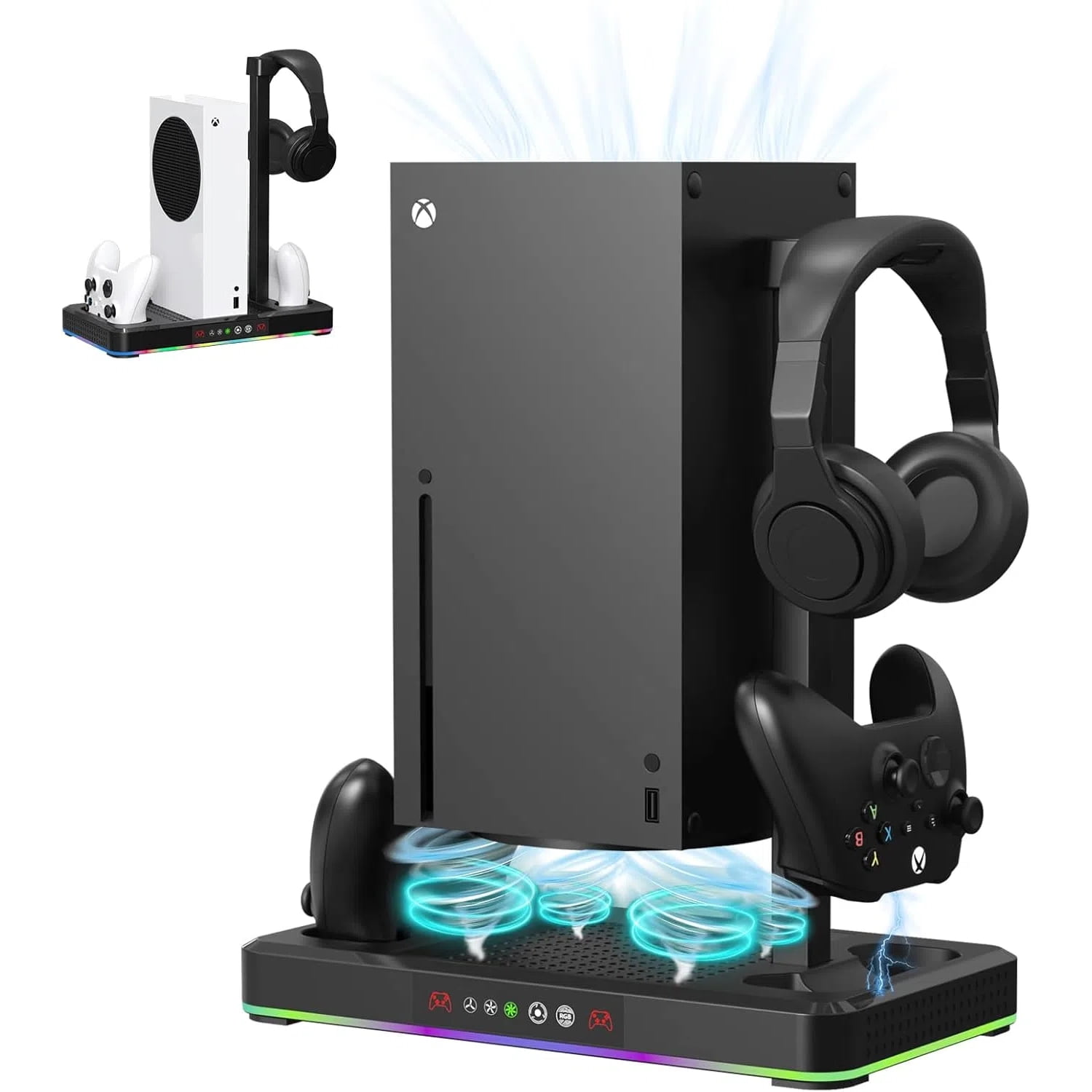 Genérico - Soporte De Refrigeración Para Xbox Series X/s Con Base De Carga Para El Mando Y Soporte Para Auriculares - Sistema De Estación De Refrigeración De Consola Para Accesorios De La Serie Xbox-blanco