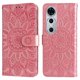 thumbnail image 1 of Funda tipo cartera FOXDOCK para Huawei Nova 12 Pro , diseño girasol en relieve, cuero PU, cierre magnético, soporte y tarjetero, 1 of 5