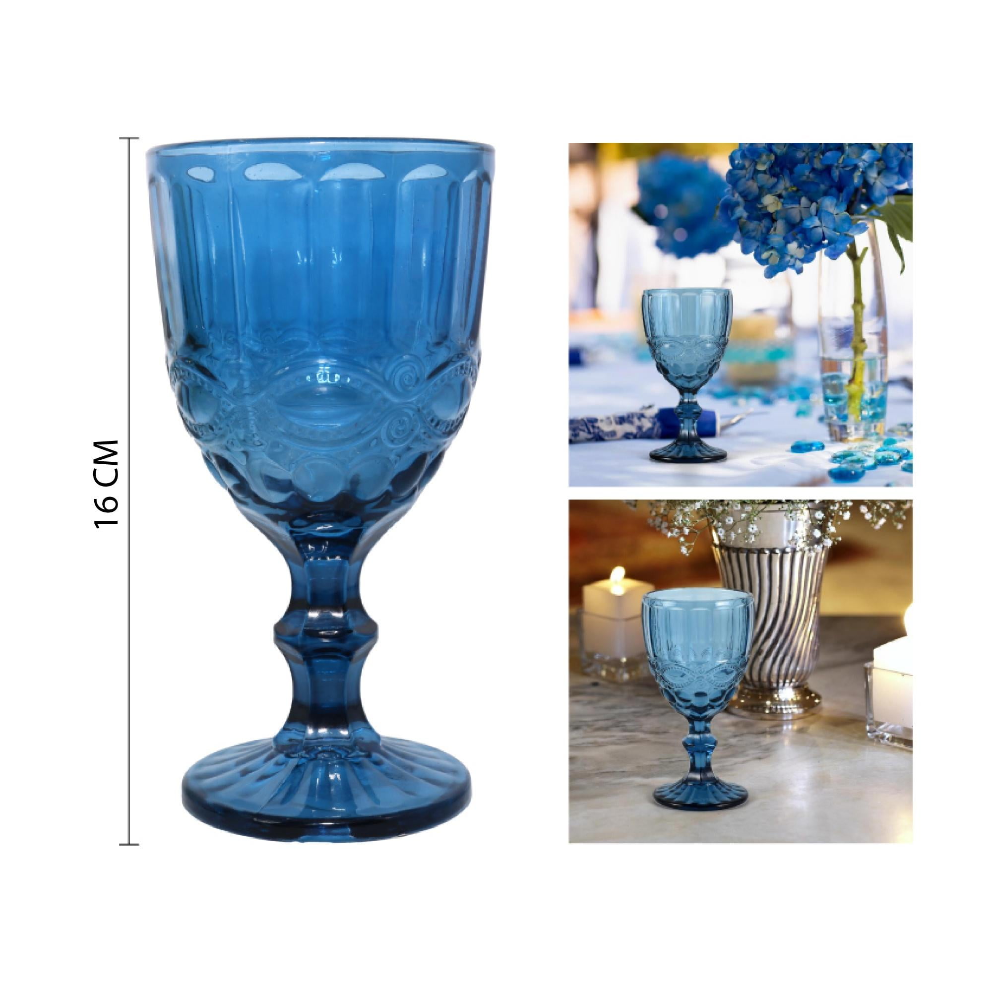 Xianzhu - Pack 6 Copa Tallada Para Vino 330ml - Azul