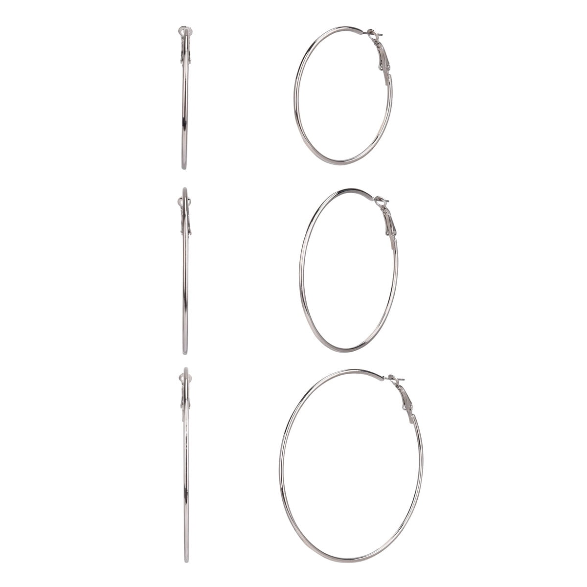 Aros Argolla Time And Tru Set 3 Pares Plata Sensible Mujer