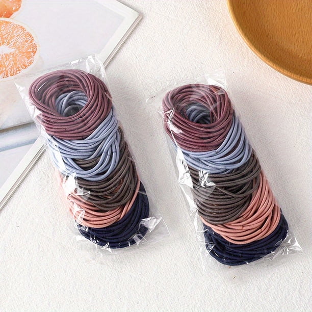 100pcs Macaroon Color Hair Ties - High Stretch, No Damage & Perfect for Women's Ponytails!