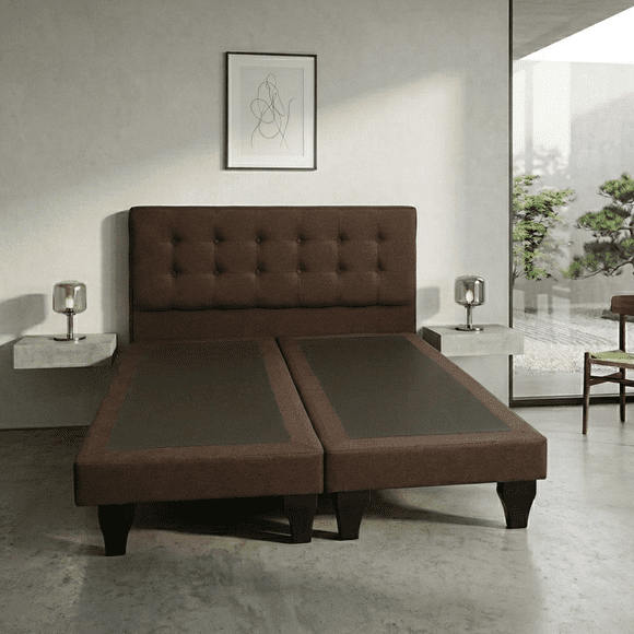 Base Dividida + Respaldo 2 Plazas Aurelia Tela Chocolate