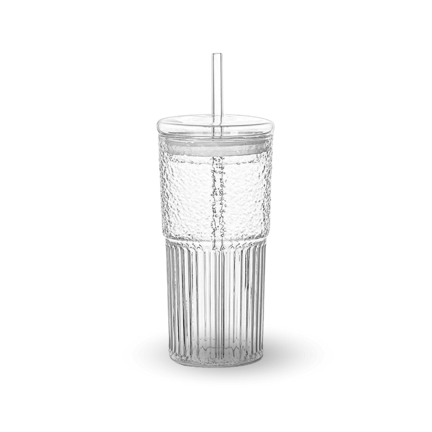 Santú Home & Deco - Vaso Vidrio Con Bombilla Y Tapa Perlado 500ml