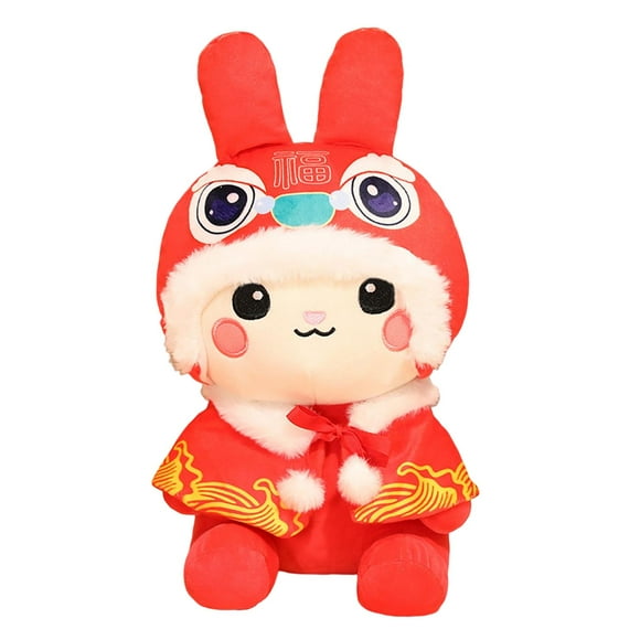 Bunny Juguetes De Peluche Con Temática De Animales Para El Año Nuevo Chino Navidad Capa Roja 25 Cm