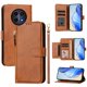 thumbnail image 3 of Funda tipo cartera para Realme 12 5G con bolsillo con cremallera, tarjetero, soporte, correa para la muñeca y tapa de cuero marrón, 3 of 5
