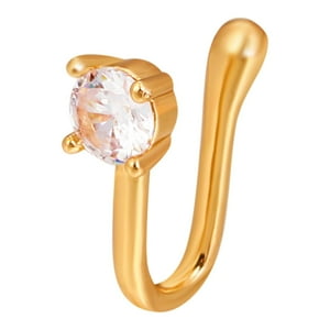 Genérico - Anillo De Nariz Sin Perforaciones Cristal En Forma De U Moda Punk Para Mujeres Hombres Joyería Oro Con Gema