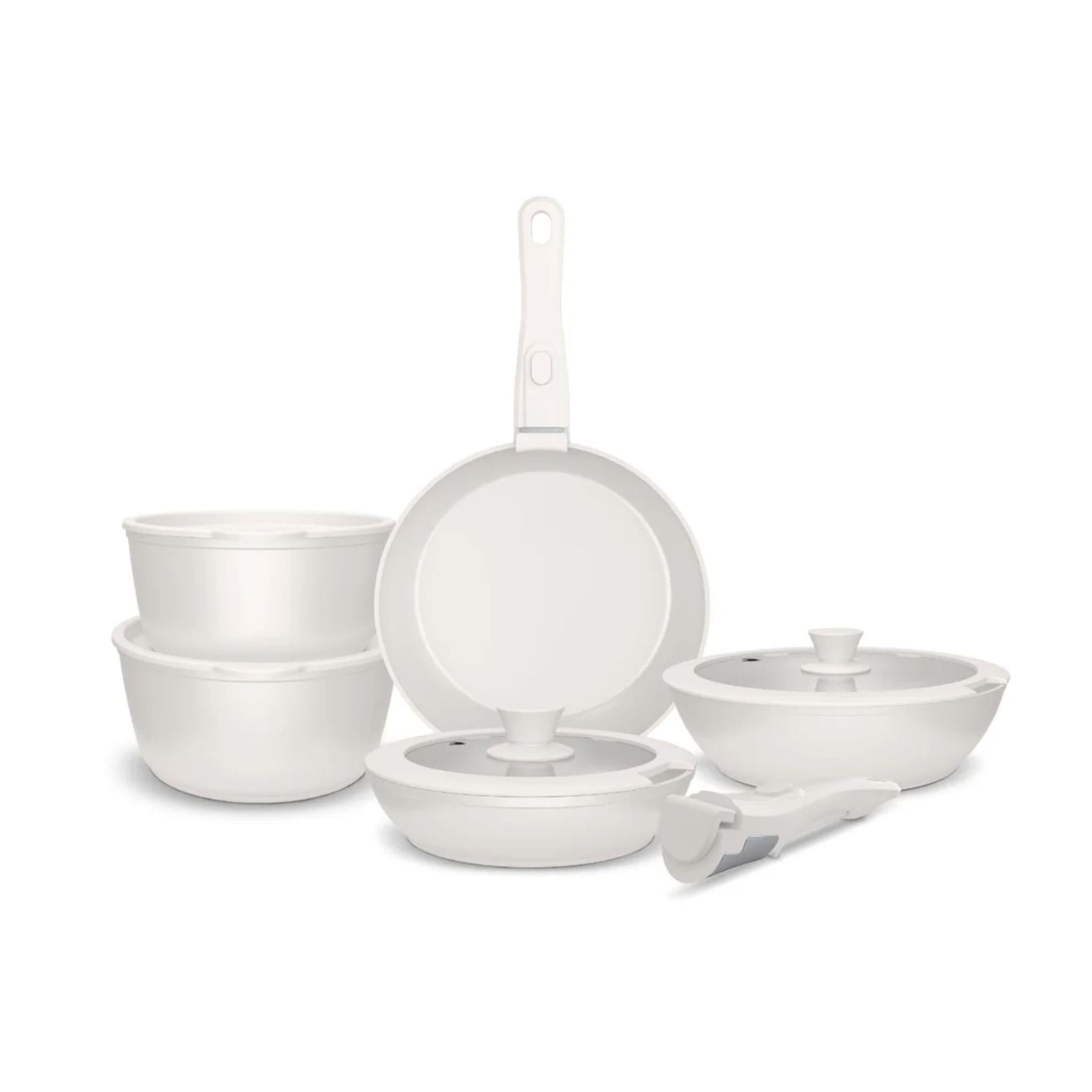 Wolf - Batería De Cocina - Juego De Ollas 11 Pzas Snap-on - Blanco