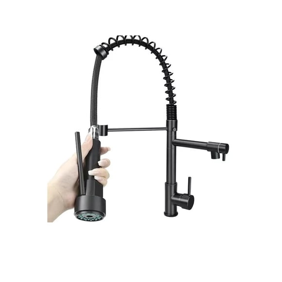 Llave Lavaplatos Monomando Extensible Triple Negra Premium