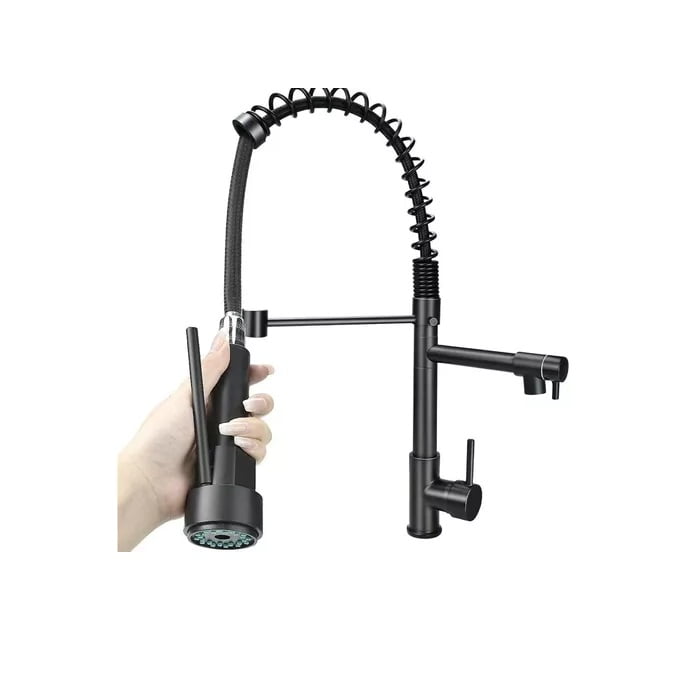 Masterprox - Llave Lavaplatos Monomando Extensible Triple Negra Premium