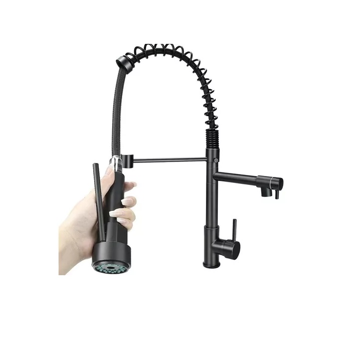 Masterprox - Llave Lavaplatos Monomando Extensible Triple Negra Premium