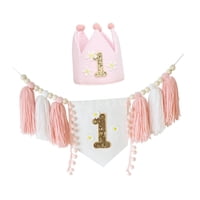 Magideal - Pancarta De Trona Y Sombrero De Corona, Decoración De Primer Cumpleaños, Decoración De Pared Decorativa Para Habitación Infantil, Adorno Colgante, Fon Estilo A