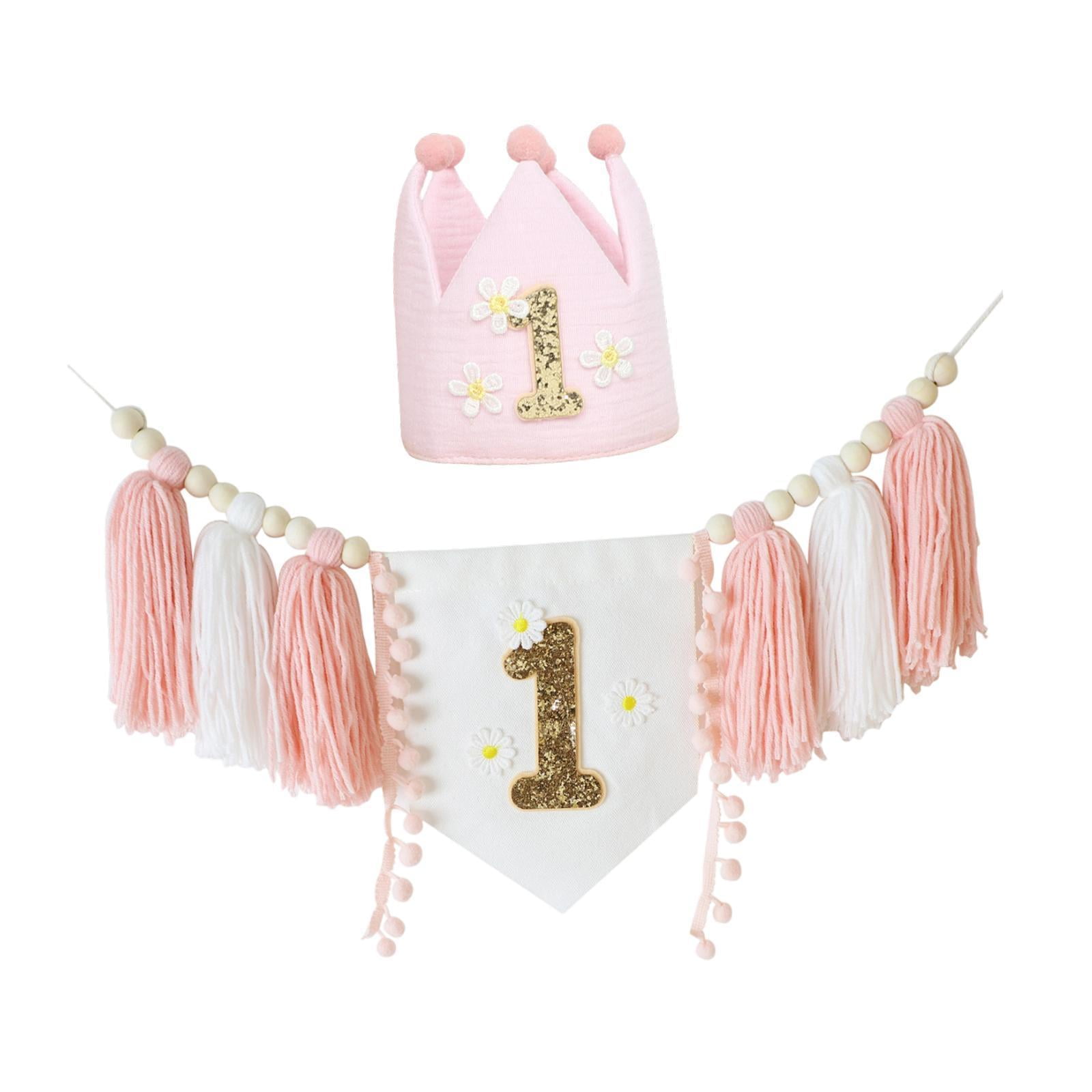 Magideal - Pancarta De Trona Y Sombrero De Corona, Decoración De Primer Cumpleaños, Decoración De Pared Decorativa Para Habitación Infantil, Adorno Colgante, Fon Estilo A