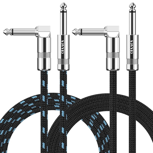 Cable de instrumento Sovvid de 3 m, paquete de 2 unidades para guitarra eléctrica y bajo