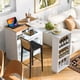 thumbnail image 2 of K&K Rolling Kitchen Island With Extended Table, Kitchen island on Wheels with LED Lights,Power Outlets and 2 Fluted Glass Doors, Kitchen Island with a Storage Compartment and Side 3 Open Shelves,White, 2 of 3