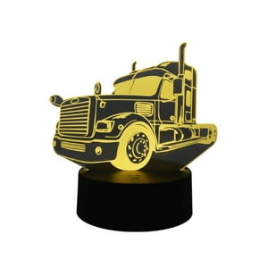 Lelumania - Lampara Ilusion 3D Camión De 7 Colores, Base Touch